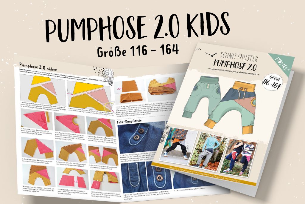 Papierschnittmuster Pumphose 2.0 Kids von Lybstes (Gr. 116-164)