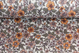 Rib Jersey, Rippenjersey mit Blumen, wollweiß, grün, 0,5 m