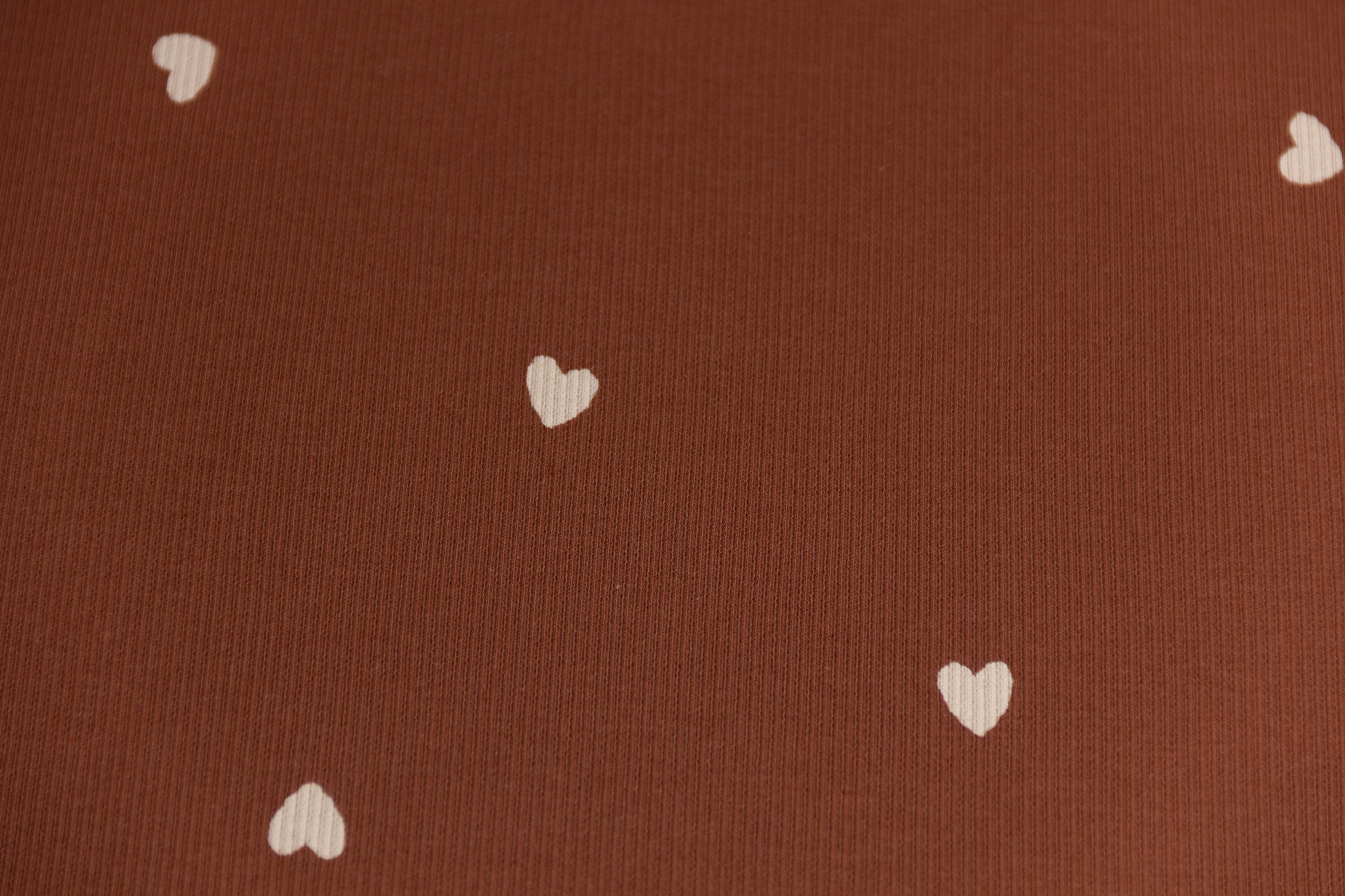 Rib Jersey, Rippenjersey mit Herzen, terracotta, 0,5 m