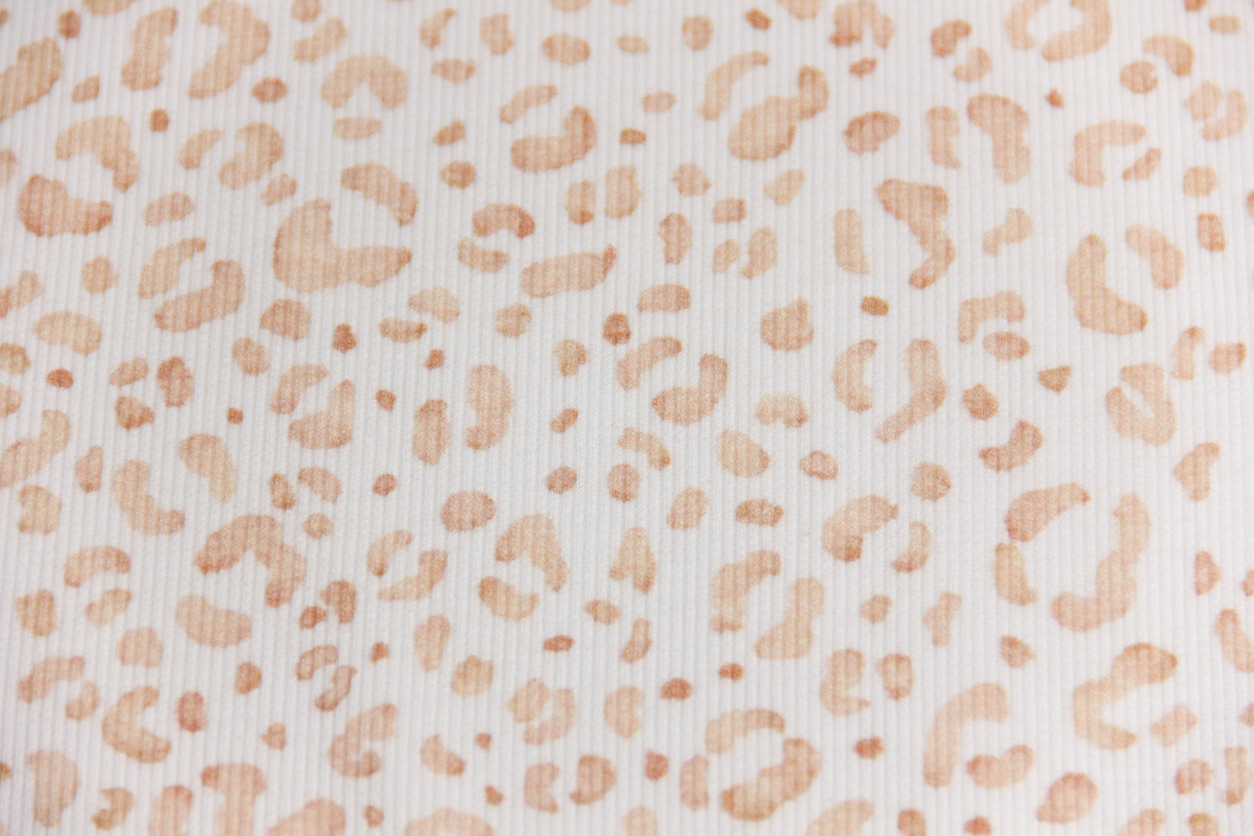 Rib Jersey, Rippenjersey mit Leoprint, wollweiß, braun, 0,5 m