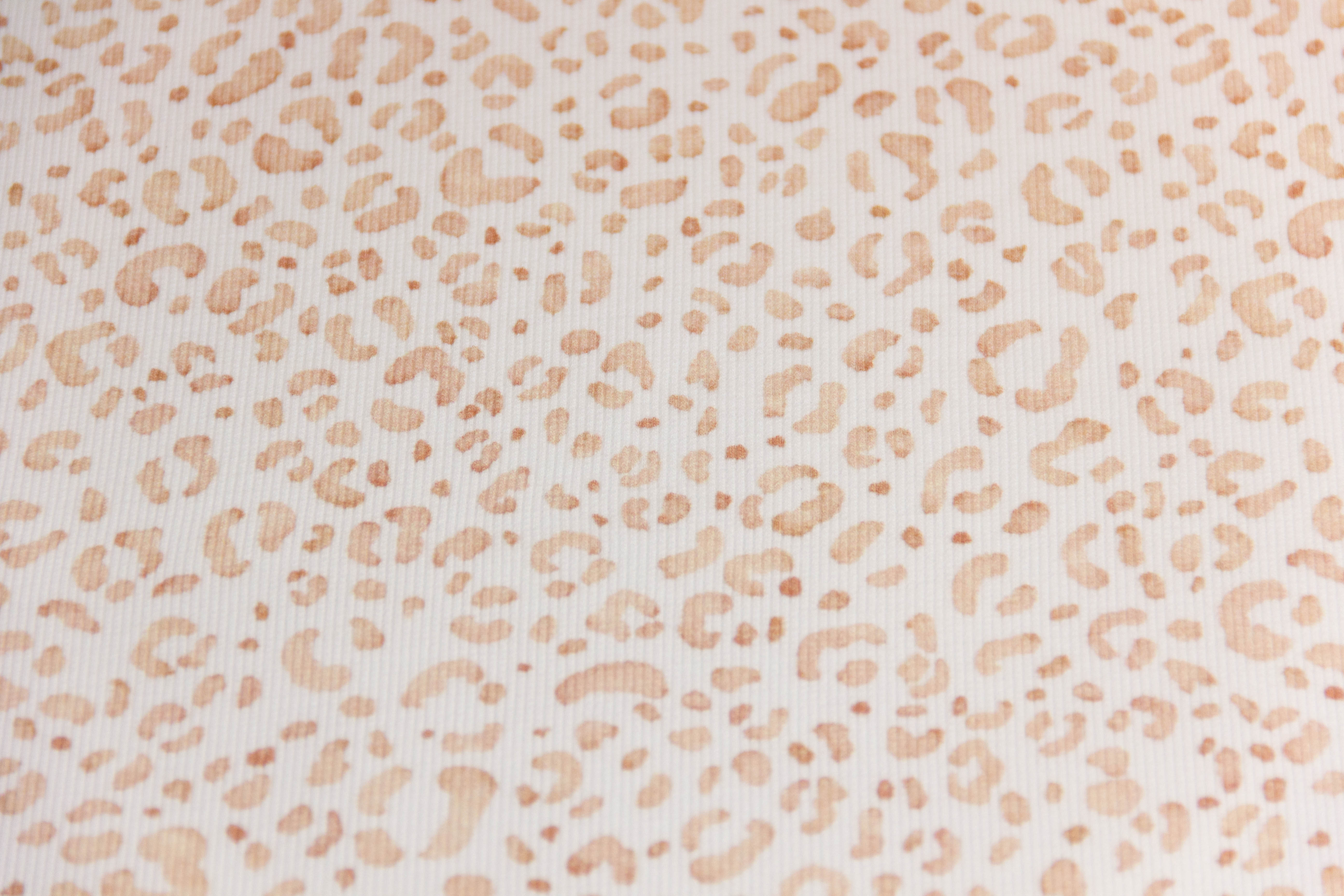 Rib Jersey, Rippenjersey mit Leoprint, wollweiß, braun, 0,5 m