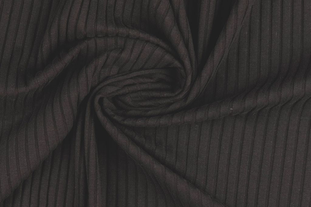 Breiter Rippenjersey, schwarz, 0,5 m