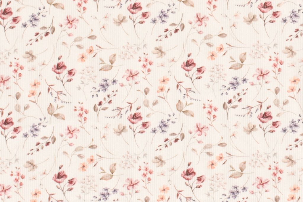 Rib Jersey, Rippenjersey mit Blumen, Mohnblumen, wollweiß, 0,5 m