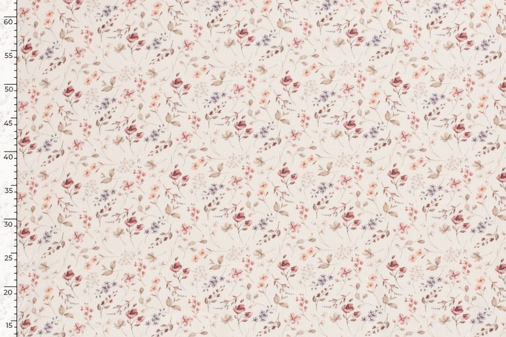 Rib Jersey, Rippenjersey mit Blumen, Mohnblumen, wollweiß, 0,5 m