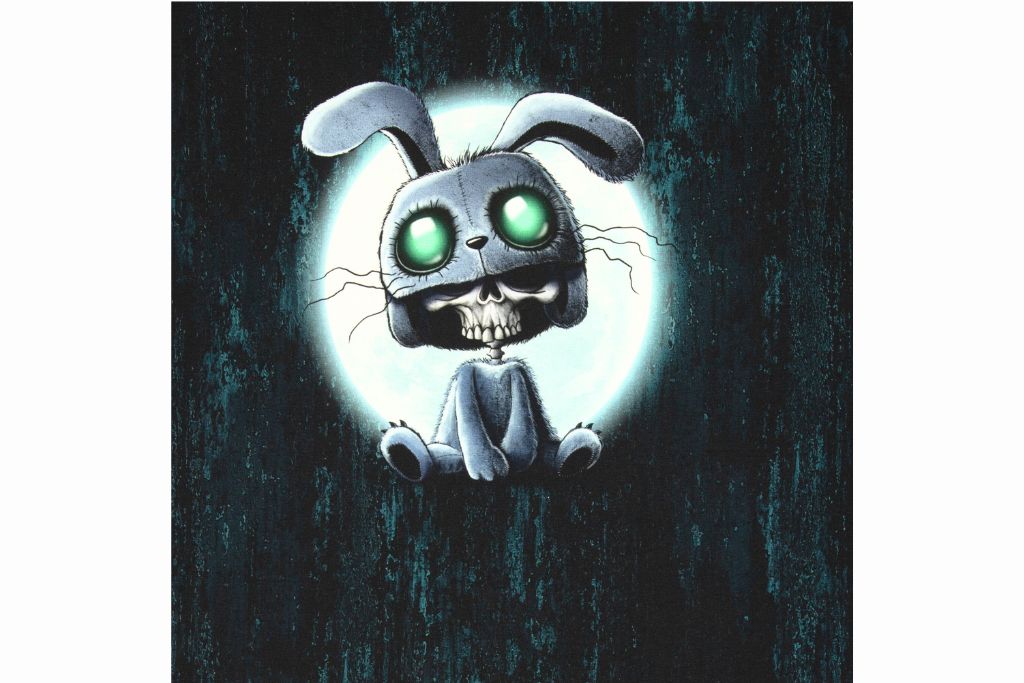 French Terry Panel "Halloween Tales", Scary Sceleton, schwarz, Thorsten Berger, Swafing