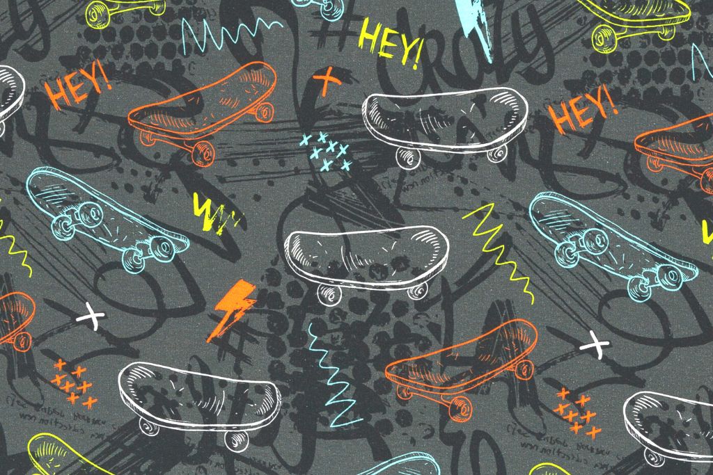 Sweat angeraut "Montreal" Skateboard, Graffiti, anthrazit, 0,5 m
