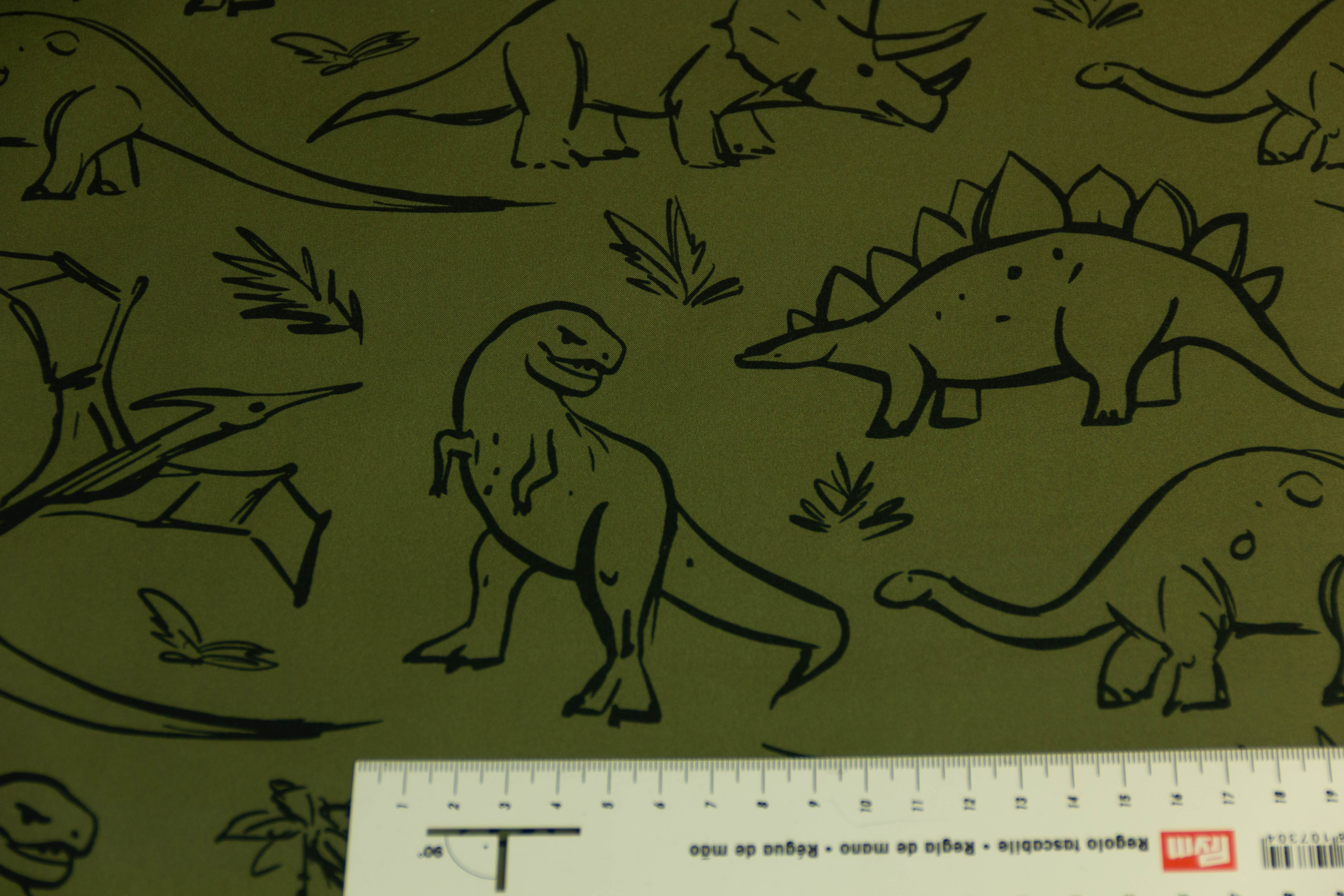 Softshell mit Dinosauriern, khaki, grün, 0,5 m