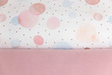Stoffpaket French Terry + Bündchen mit Kreisen, abstrakt, FVJ-1671, weiß, rosa