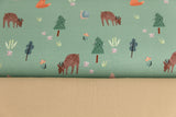 Stoffpaket French Terry + Bündchen mit Waldtieren, Fräulein von Julie, smaragd, camel