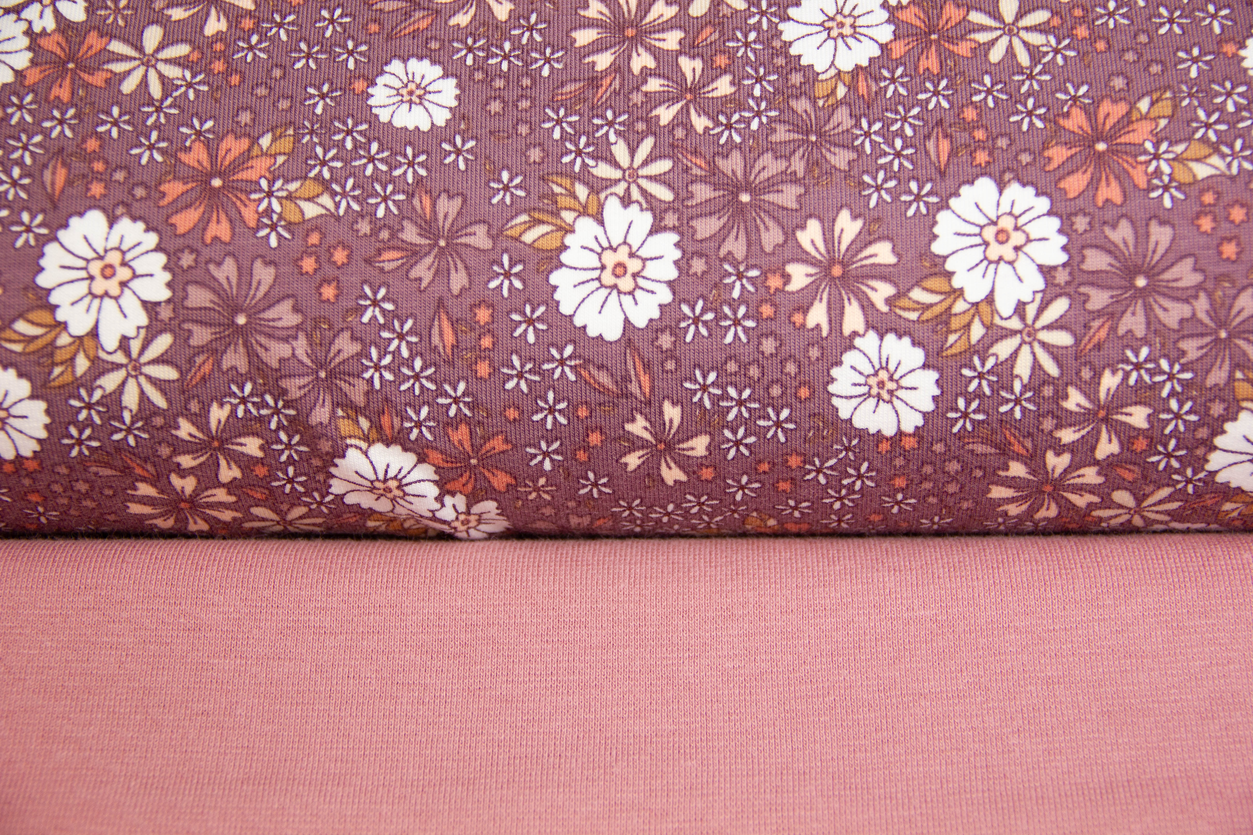 Stoffpaket Jersey + Bündchen mit Blumen, malve, altrosa