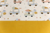 Stoffpaket Jersey + Bündchen mit Eiswagen, Fräulein von Julie, beige, goldgelb