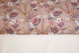 Stoffpaket Jersey + Bündchen mit Kolibris und Blumen, altrosa, weiß