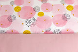 Stoffpaket Jersey + Bündchen Jersey mit Kreisen und Herzen, abstrakt, Fräulein von Julie, weiß, rosa