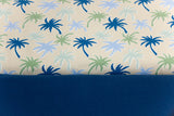 Stoffpaket Jersey + Bündchen Jersey mit Palmen, natur, blau