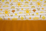 Stoffpaket Jersey + Bündchen "Sonne und Regen", Fräulein von Julie, weiß, ocker