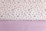 Stoffpaket Jersey + Bündchen mit kleinen Blumen, wollweiß, flieder