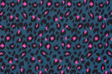 Stretch Sweat Leo, Animal Print, marine, 0,5 m