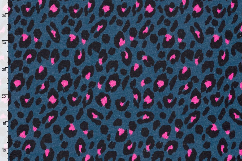 Stretch Sweat Leo, Animal Print, marine, 0,5 m