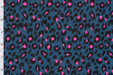 Stretch Sweat Leo, Animal Print, marine, 0,5 m