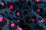 Stretch Sweat Leo, Animal Print, marine, 0,5 m