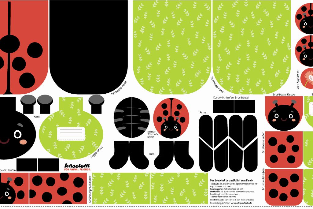 DIY-Panel Marienkäfer, Tierbeutel Käselotti, Canvas