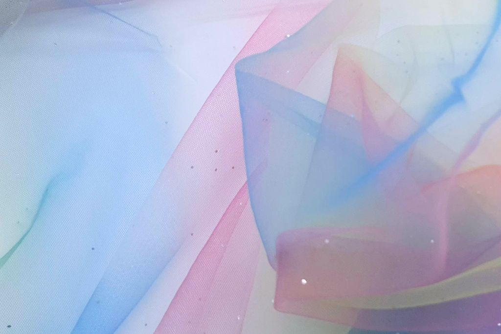Tüll mit Glitzer, Regenbogen, bunt, 0,5 m