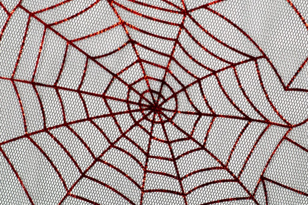 Feintüll, Tüll "Spider Web", schwarz, rot, 0,5 m