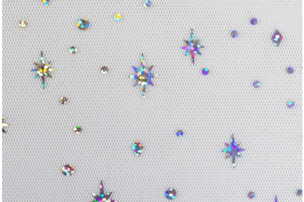 Tüll "Elsa" mit Glitzersternen, weiß, 0,5 m