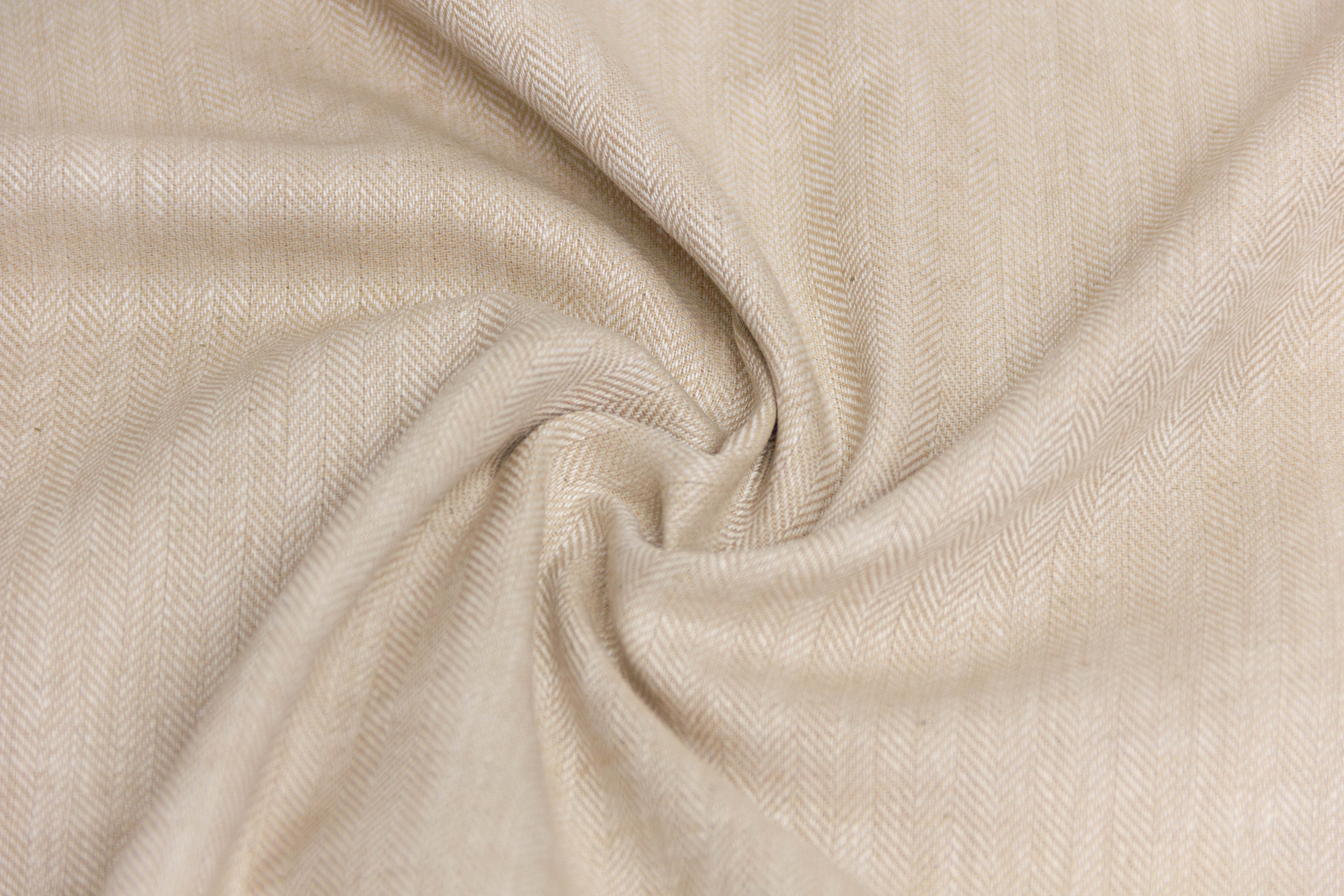 Leinen Baumwoll Twill, Fischgrätmuster, beige, 0,5 m