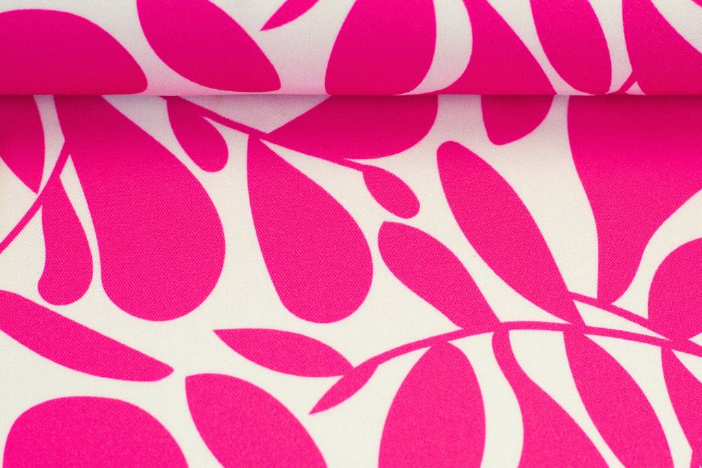 Viskose Webware "Hojas", lillesol & pelle, Swafing, pink, weiß, 0,5 m