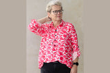 Viskose Webware "Hojas", lillesol & pelle, Swafing, pink, weiß, 0,5 m