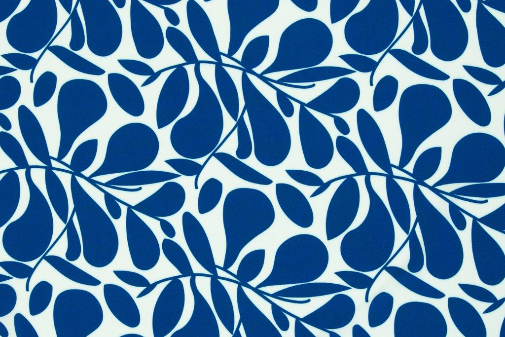 Viskose Webware "Hojas", lillesol & pelle, Swafing, blau, weiß, 0,5 m