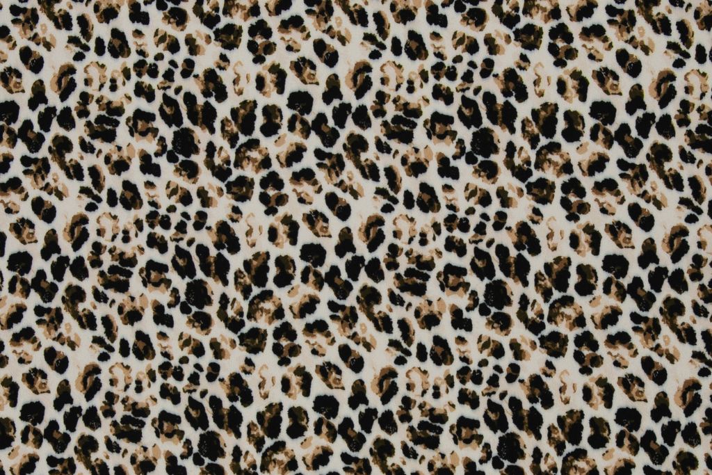 Restmenge 35 cm Viskose Webware "Namibia", Leoprint, schwarz, natur