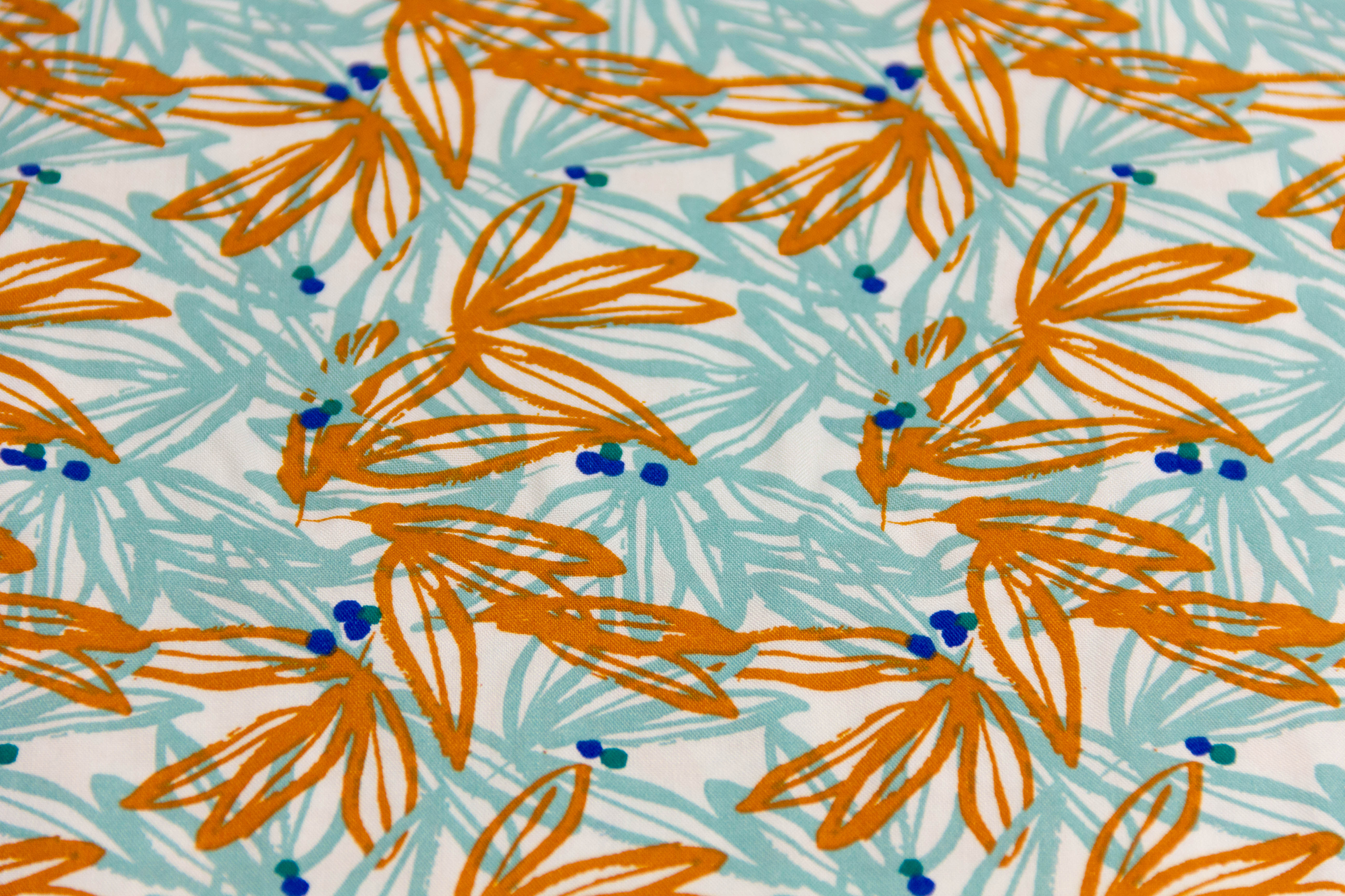 Viskose Webware, Blüten, mint, ocker, 0,5 m