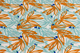 Viskose Webware, Blüten, mint, ocker, 0,5 m