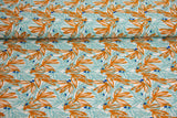Viskose Webware, Blüten, mint, ocker, 0,5 m