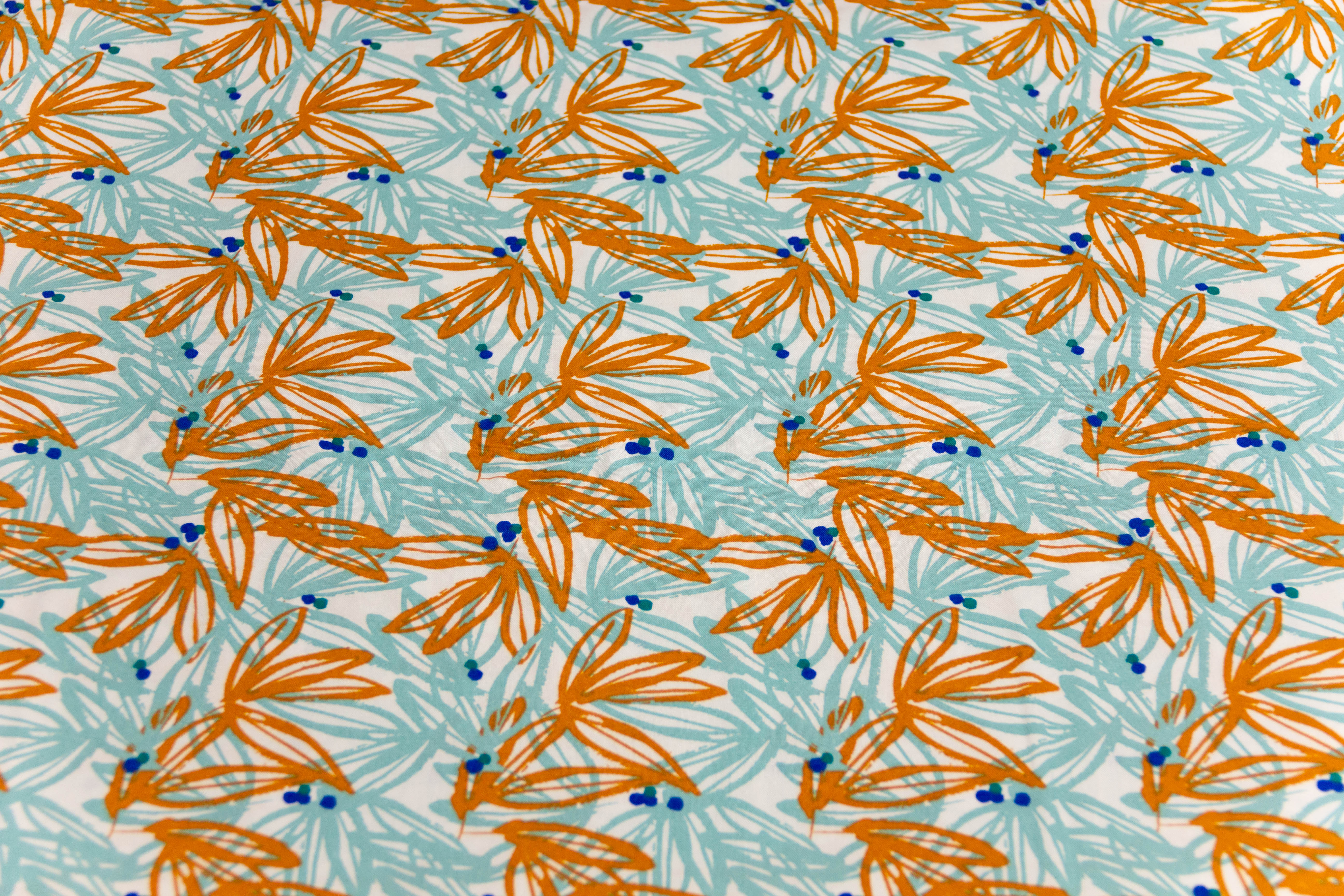 Viskose Webware, Blüten, mint, ocker, 0,5 m