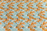 Viskose Webware, Blüten, mint, ocker, 0,5 m