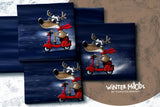 French Terry Allover "Driving Home", Winter Moods, dunkelblau, Thorsten Berger, Swafing