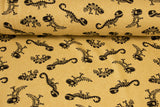 Alpenfleece mit Dinos, senfgelb, 0,5 m
