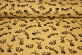 Alpenfleece mit Dinos, senfgelb, 0,5 m