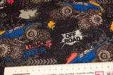 Alpenfleece mit Monstertrucks, schwarz, 0,5 m