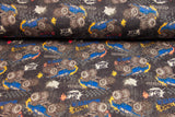 Alpenfleece mit Monstertrucks, schwarz, 0,5 m