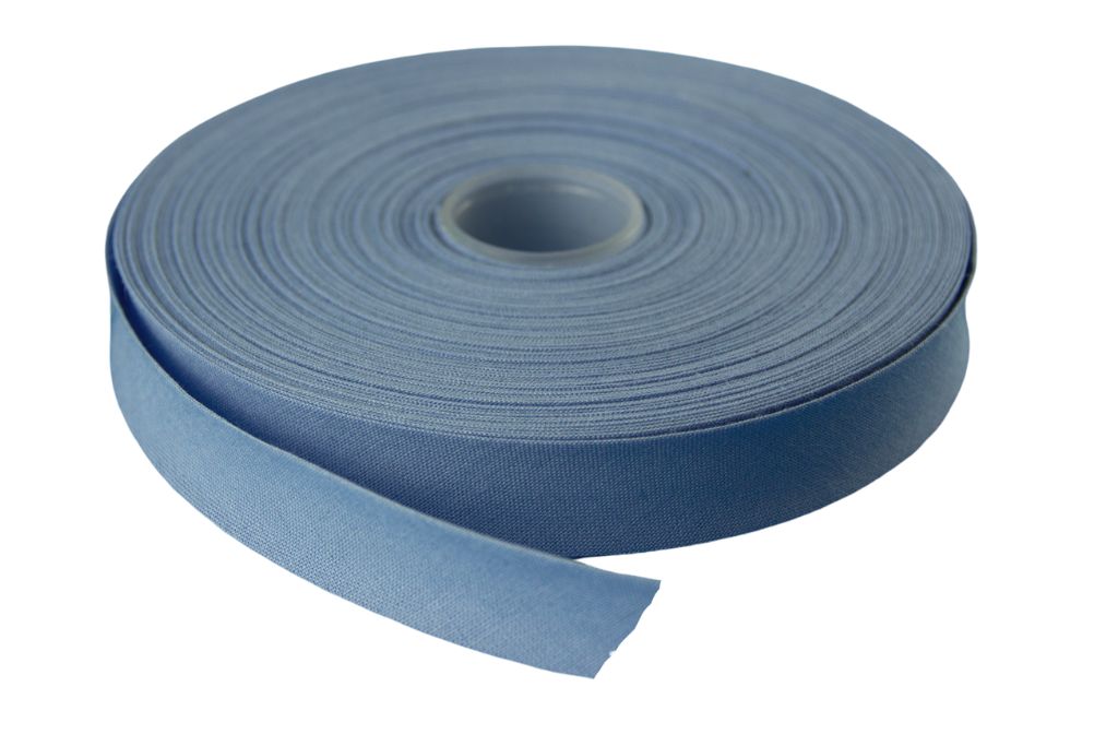 1m Schrägband Baumwolle, 20 mm, gefalzt, taubenblau