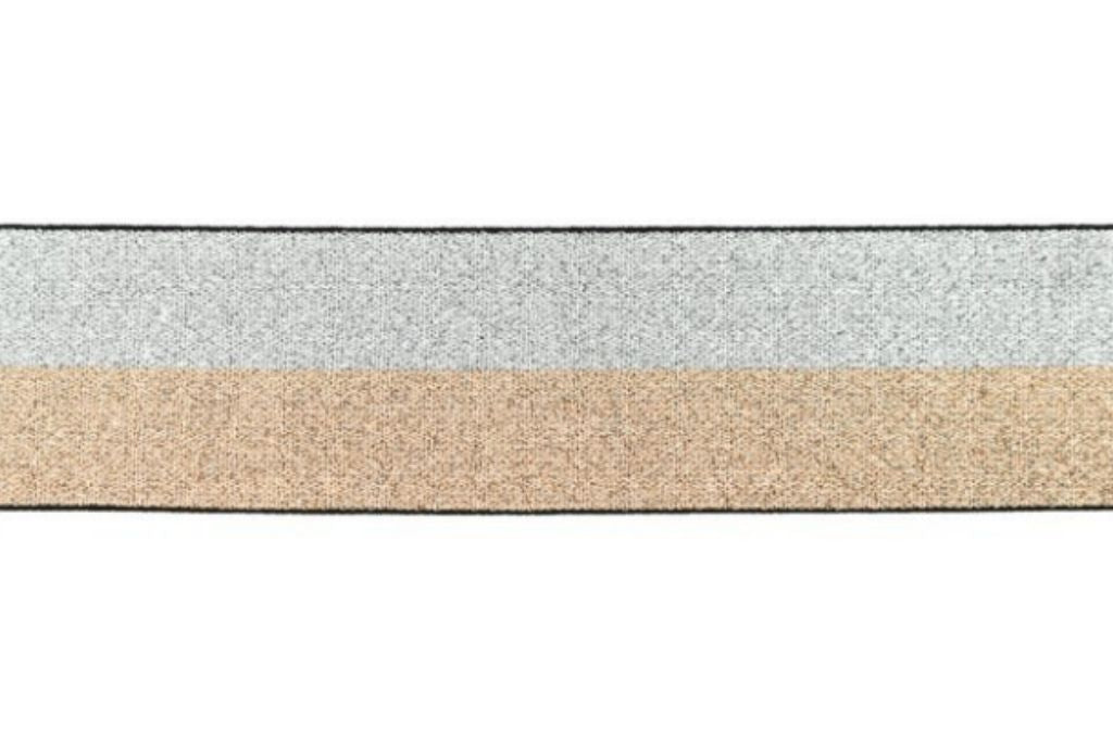 Restmenge 43 cm Gummiband zweifarbig, 4 cm, champagner, silber