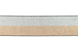 Restmenge 43 cm Gummiband zweifarbig, 4 cm, champagner, silber