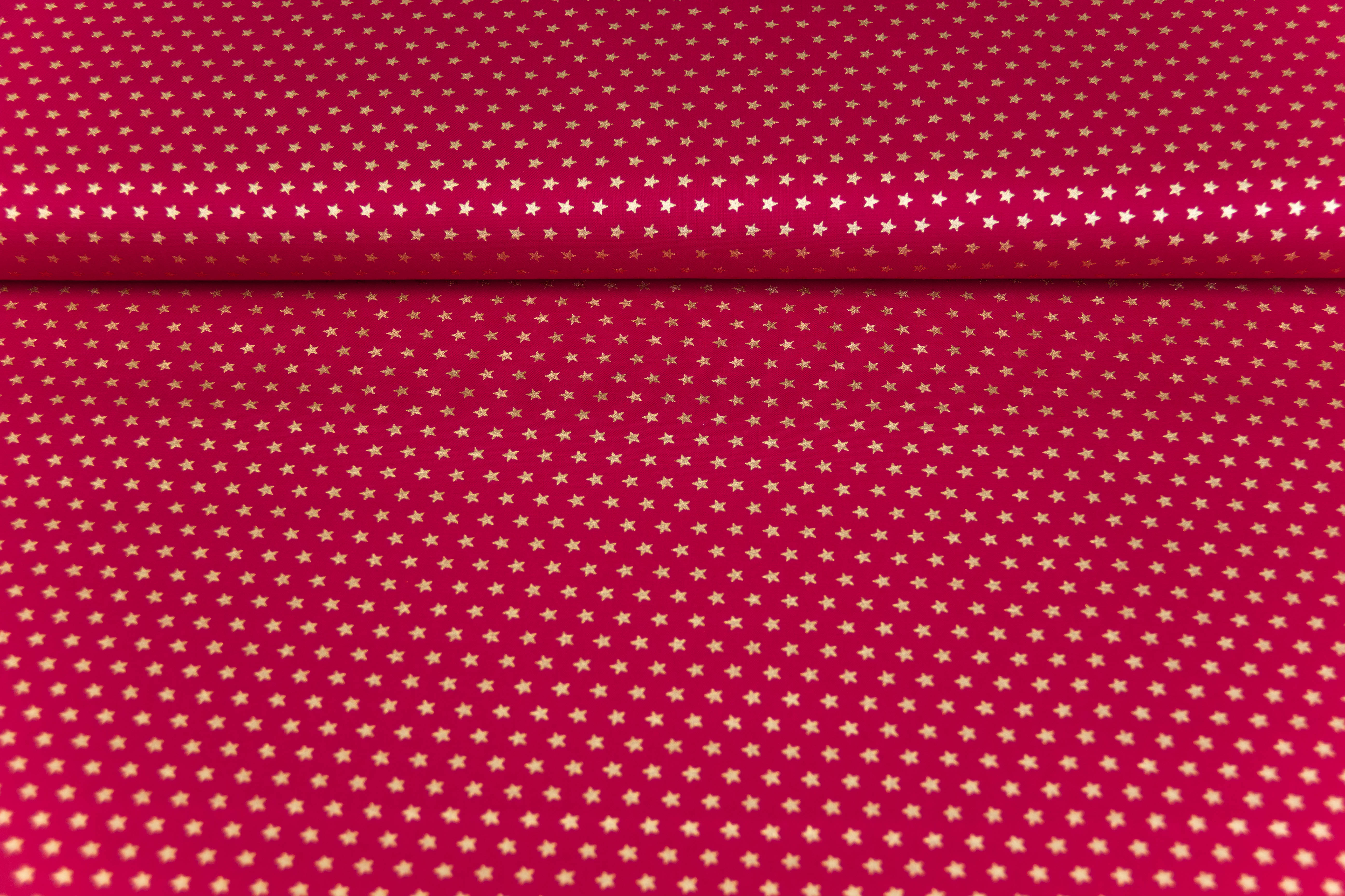 Baumwollwebware Weihnachten, Sterne, rot, gold, 0,5 m