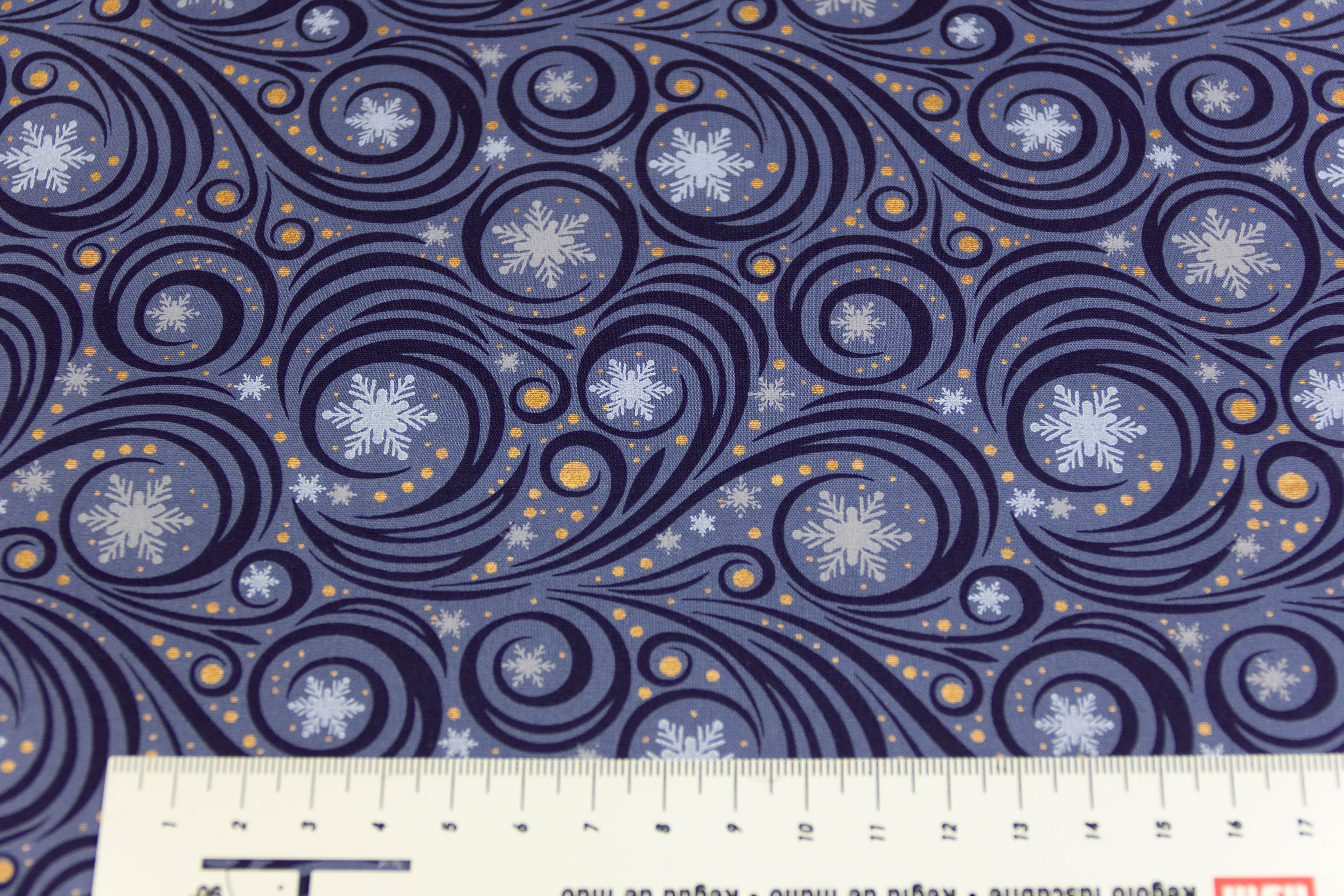 Baumwollwebware Weihnachten, blau, 0,5 m