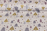 Baumwollwebware Weihnachtsbäume, weiß, gold, 0,5 m