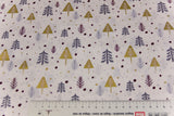 Baumwollwebware Weihnachtsbäume, weiß, gold, 0,5 m